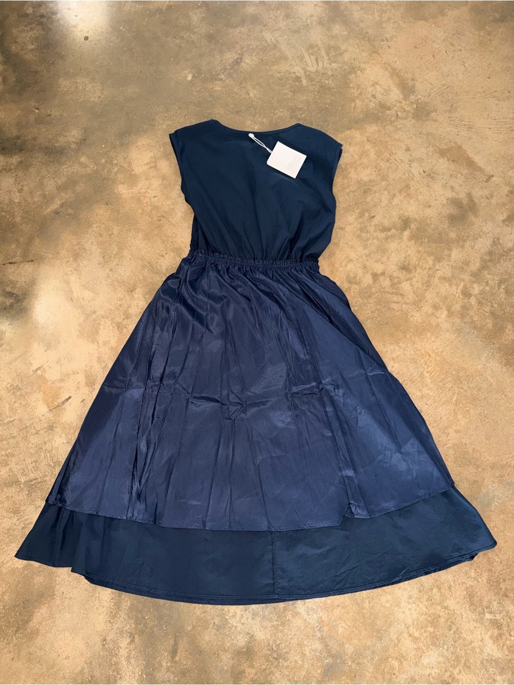 HYR Navy Sleeveless Midi Cotton Dress Tassel Tie Waist NWT Size S - Picture 8 of 10